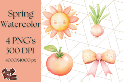 Pastel Watercolor Spring Clipart, Cheerful Floral Png Design Product Image 1