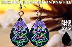 Playful TEARDROP Earrings Art PNG, Neon Xmas Product Image 1