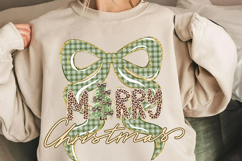 Preppy Merry Christmas Tree Png, Coquette Leopard Christmas Product Image 2