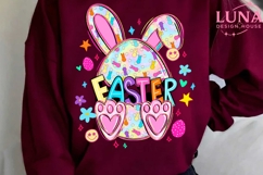 Happy Easter PNG, Glitter Easter Bunny Coquette PNG, Preppy Product Image 2