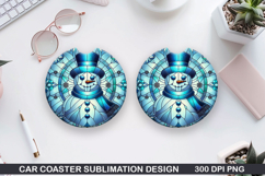 Snowman Car Coaster Sublimation|Christmas Coaster PNG Design Product Image 1