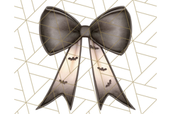 Muted Halloween Bow Clipart, Fall Ribbon PNG Autumn Hair Bow Product Image 3