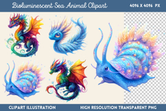 Bioluminescent Sea Animal Clipart PNG Product Image 1