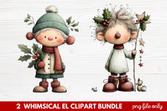 Whimsical Elf Clipart | Cute Christmas Elf PNG Illustration Product Image 1
