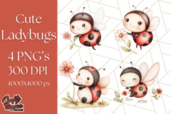 Cute Ladybug Clipart PNG, Pastel Whimsical Bug Illustrations Product Image 1