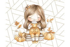 Pumpkin Spice Chibi Girls, Fall Accessories PNG, Cozy Autumn Product Image 3