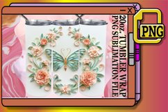 3D Garden Butterfly Tumbler Wrap - 20oz Spring Design Product Image 1