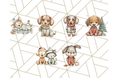 Christmas Pets in Pajamas Clipart PNG, Christmas Png Clipart Product Image 3