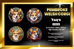 Pembroke Welsh Corgi Dog Stained Glass - 04 Variations Product Image 1