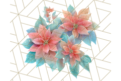 Coral and Aqua Christmas Clipart PNG, Pastel Holiday Art Product Image 3
