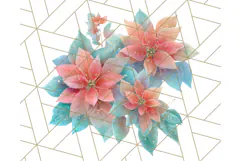 Coral and Aqua Christmas Clipart PNG, Pastel Holiday Art Product Image 3