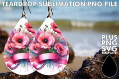 Bright TEARDROP Earrings Art PNG, Flowers Product Image 1