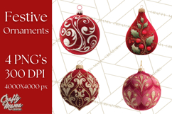 Christmas Ornaments Clipart PNG, Realistic Holiday Ornaments Product Image 1