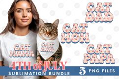 American Cat Mama Papa 4th of July USA Paw DTF PNG Bundle Product Image 1