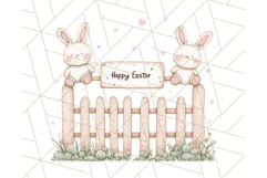 Spring Bunnies PNG Watercolor Bunny Clipart, Pastel Easter Product Image 3