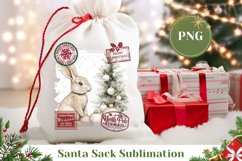 Christmas Rabbit Santa Sack, Christmas Gift Bag Template Product Image 1