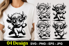 Funny Bull Cartoon SVG PNG Product Image 1