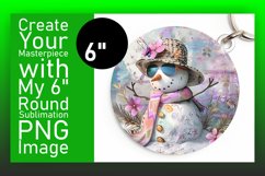 Holiday Snowman Sublimation Round Design Summer Keychain Product Image 1