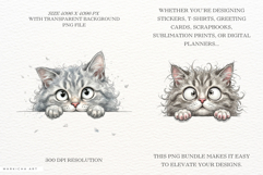 Whimsical Peeking Cats Clipart Product Image 2