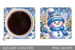 Cute Snowman Coaster Sublimation. Christmas Coaster Design Product Image 1