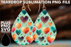 Bright Teardrop Earrings Gift PNG, Heart Product Image 1