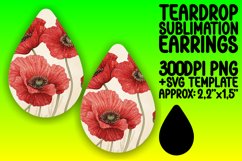 Artful Teardrop Design for Earrings , Flower Watercolor Product Image 1