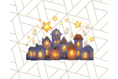 Pastel Halloween Town PNG Clipart, Spooky Shops & Homes Png Product Image 3