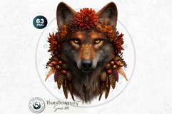 Floral Wolf Fantasy Botanical Wildlife Graphics PNG clipart Product Image 11