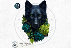 Floral Wolf Fantasy Botanical Wildlife Graphics PNG clipart Product Image 17
