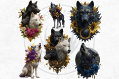 Floral Wolf Fantasy Botanical Wildlife Graphics PNG clipart Product Image 4