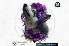 Floral Wolf Fantasy Botanical Wildlife Graphics PNG clipart Product Image 7