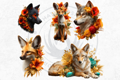 Floral Wolf Fantasy Botanical Wildlife Graphics PNG clipart Product Image 9