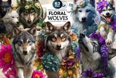 Floral Wolf Fantasy Botanical Wildlife Graphics PNG clipart Product Image 1