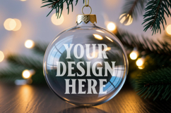 Christmas Acrylic Ornament Mockups | Round Clear Acrylic Orn Product Image 1