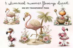 Whimsical Summer Flamingo Clipart PNG Product Image 1