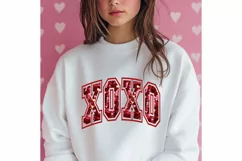 XOXO Canva Frame Varsity Valentine's Day Photo Frame Shirt Product Image 2