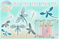 Dragonfly Mandala Zentangle Bundle Svg Dxf Eps Png Pdf Files - Free Design of The Week Product Image 1