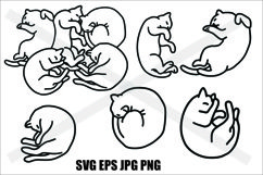 Cat Sleeping Set A - SVG EPS JPG Product Image 1