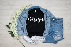 Bella Canvas 3001 Black T-shirt Mockup for Summer Product Image 1