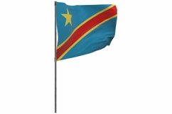 Democratic Republic of the Congo flag on pole. Product Image 1