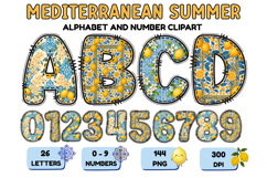 Mediterranean Lemon Alphabet PNG Summer Letters 300 DPI Product Image 1