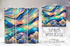 Blue cute ocean patterns tumbler 20oz wrap sublimation png Product Image 1