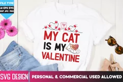 My Cat is my Valentine, Funny Valentine SVG, Hand Lettered Product Image 2