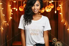 Halloween T-Shirt Mockup Women, White T-Shirt Mockup, d45 Product Image 2