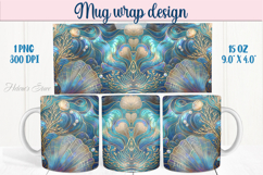 Sea life Ocean pearl mug wrap 15oz sublimation designs png Product Image 1