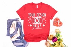 Bella Canvas 3001 Heather Red Mockup, Unisex Tshirt Mockup Product Image 1