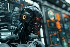 Futuristic ai robot with advanced interface background Product Image 1
