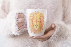 Watercolor Lion - PNG Sublimation Design - Animal Clipart Product Image 6
