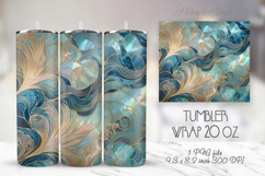 Blue cute ocean patterns tumbler 20oz wrap sublimation png Product Image 1