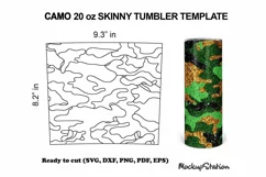 Camo 20oz Skinny Tumbler Burst Template SVG, DXF, PNG Product Image 1
